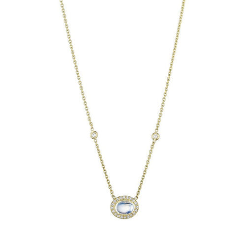 Diamond & Moonstone Pendant Necklace