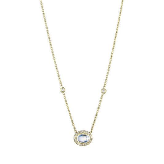 Diamond & Moonstone Pendant Necklace