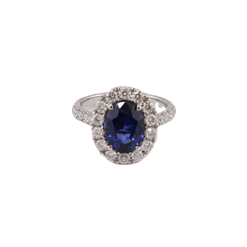 GIA Certified Blue Sapphire & Diamond Ring