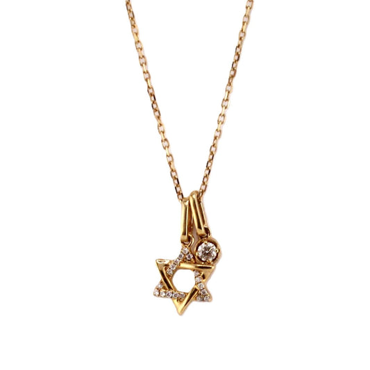 Star of David Diamond with Petite Charm Necklace