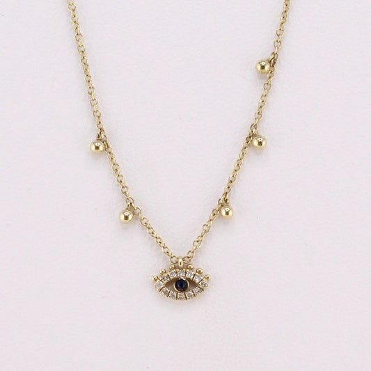 Yellow Gold Evil Eye Necklace