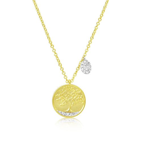 Yellow Gold Diamond Tree Of Life Necklace