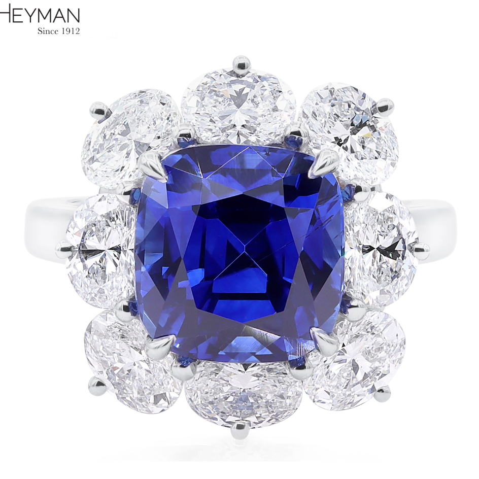 Certified Cornflower Madagascar Blue Sapphire and Diamond Ring