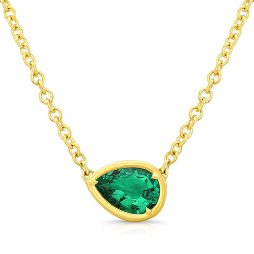 Pear Cut Zambian Emerald Pendant