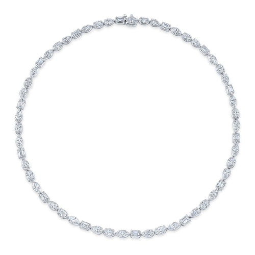 Mixed Cut Diamond Line Necklace