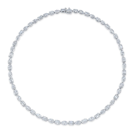 Mixed Cut Diamond Line Necklace