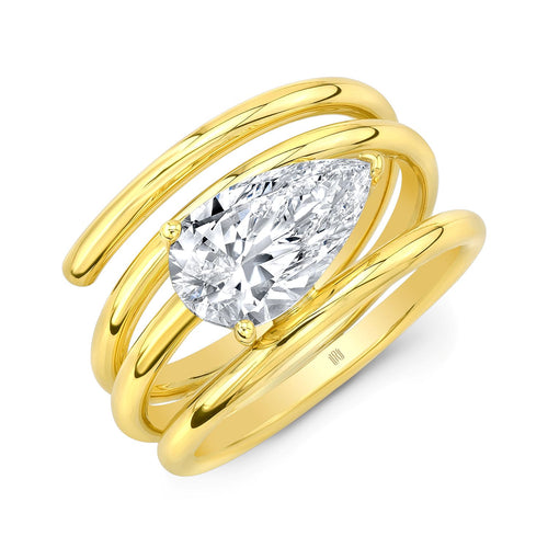 Pear Cut Diamond Spiral Ring