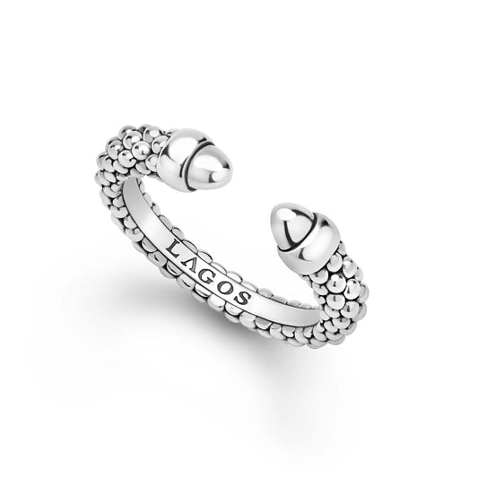 Signature Caviar Beaded Mini Versa Stacking Ring