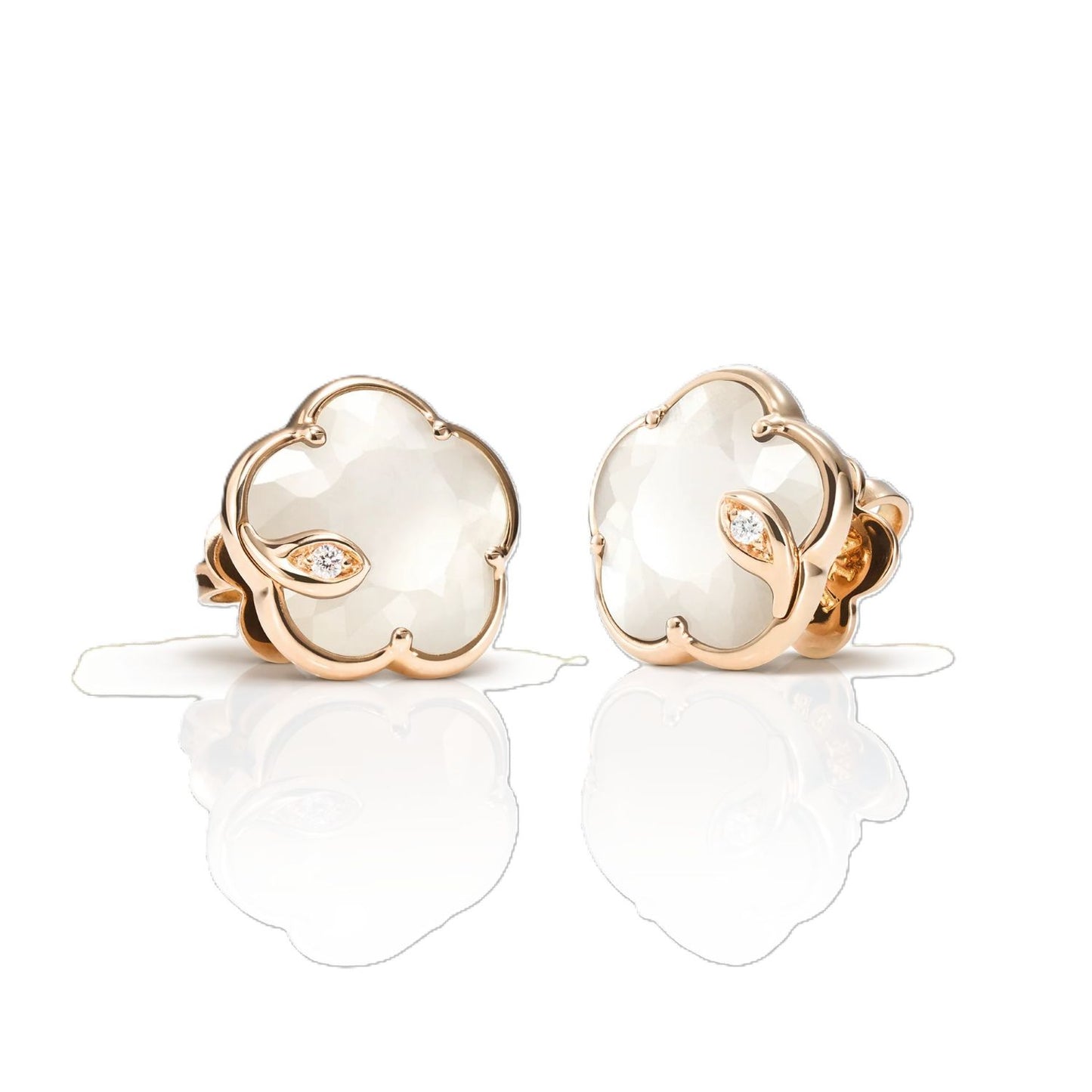 Petit Joli Collection Mother-of-Pearl & Moonstone with Diamond Accent Flower Earrings