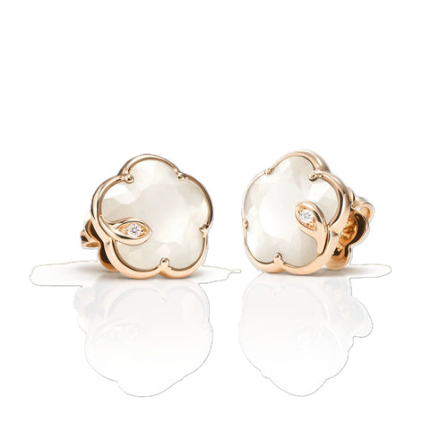 Petit Joli Collection Mother-of-Pearl & Moonstone with Diamond Accent Flower Earrings
