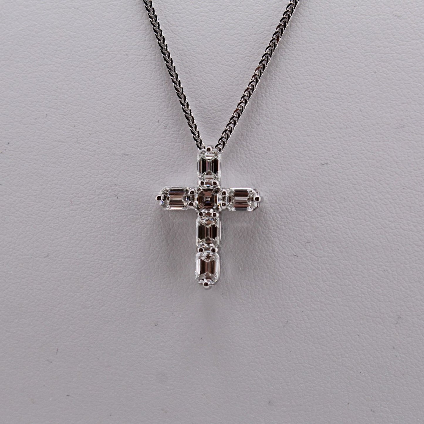Emerald Diamond Cross Necklace