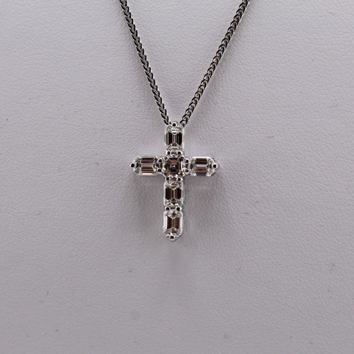 Emerald Diamond Cross Necklace