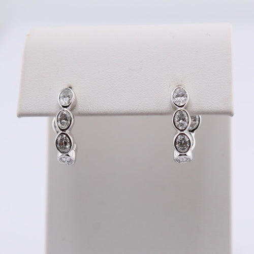 Oval Diamond Hoop Earrings