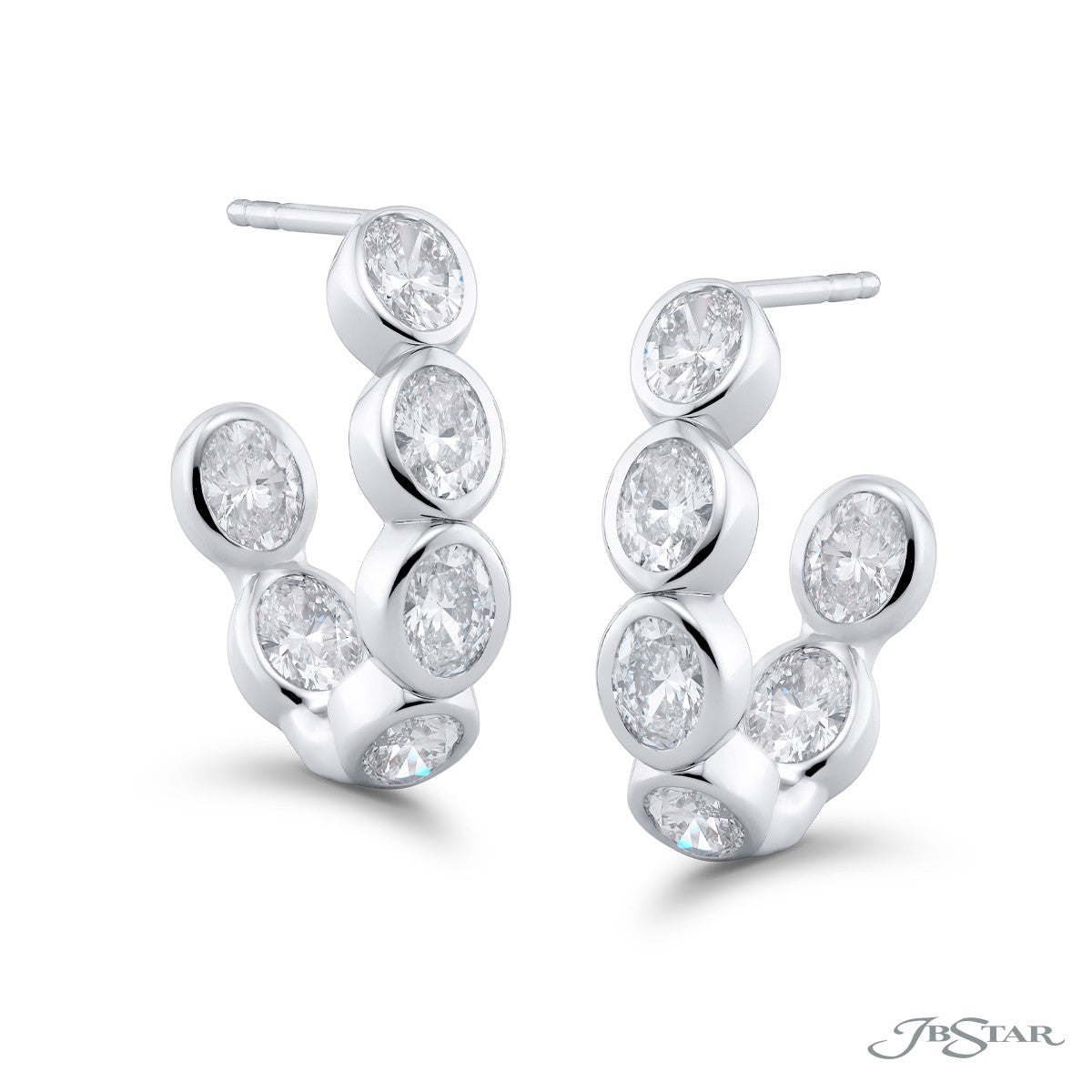 Oval Diamond Hoop Earrings
