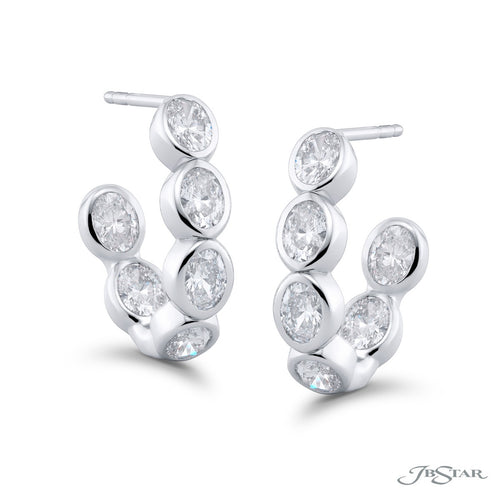 Oval Diamond Hoop Earrings