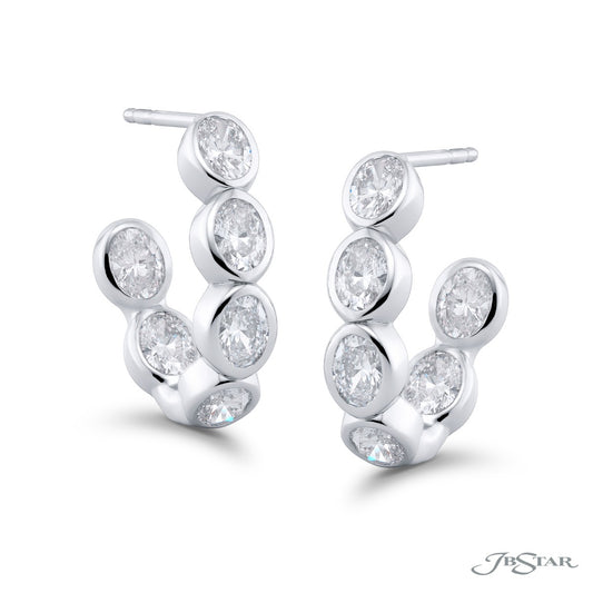 Oval Diamond Hoop Earrings