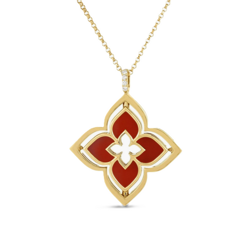 Venetian Princess Collection Red Agate and Diamond Pendant