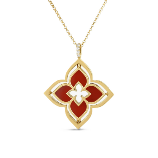 Venetian Princess Collection Red Agate and Diamond Pendant