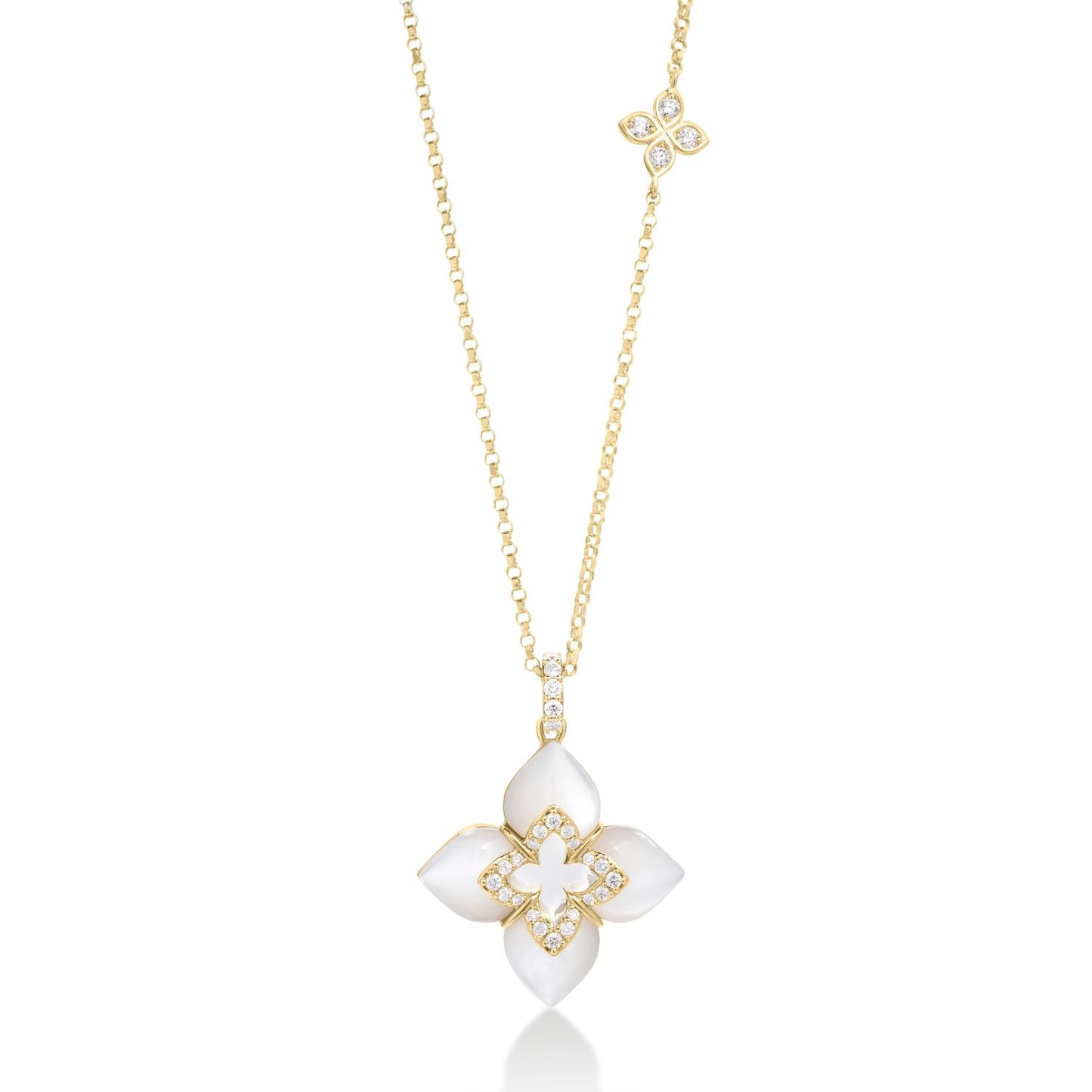 Mother-of-Pearl & Diamond Flower Necklace