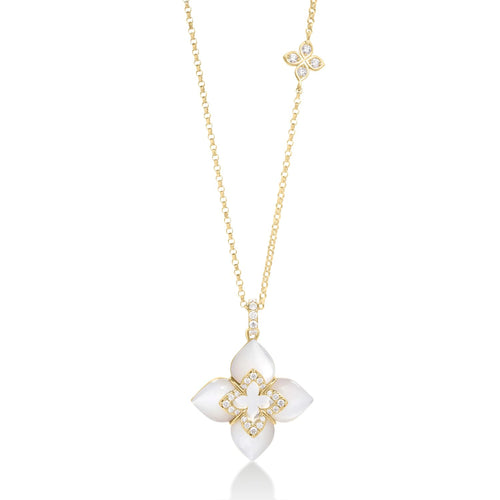 Mother-of-Pearl & Diamond Flower Necklace