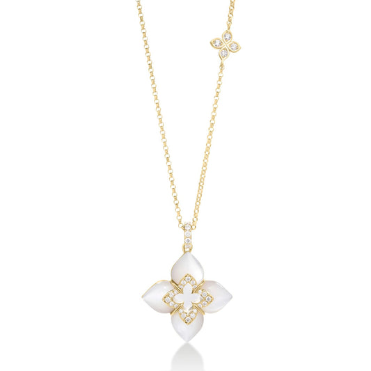 Mother-of-Pearl & Diamond Flower Necklace