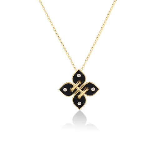 Love in Verona Collection Black Enamel & Diamond Pendant