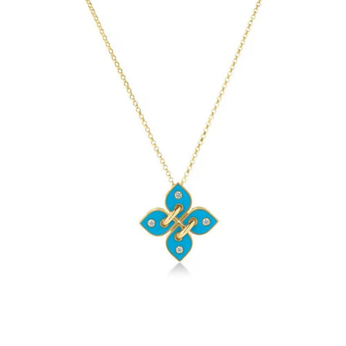 Love in Verona Collection Turquoise Enamel & Diamond Pendant