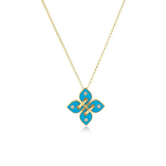 Love in Verona Collection Turquoise Enamel & Diamond Pendant