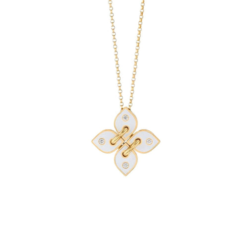 Love in Verona Collection White Enamel & Diamond Pendant
