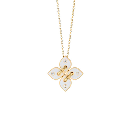 Love in Verona Collection White Enamel & Diamond Pendant