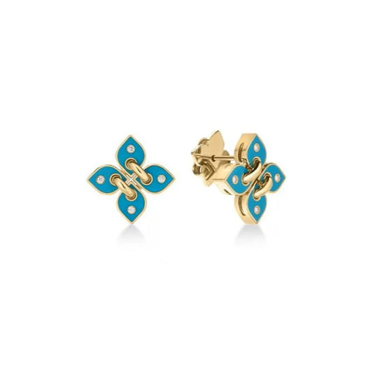 Love in Verona Collection Turquoise Enamel & Diamond Earrings