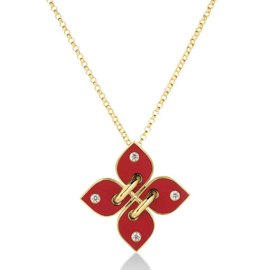 Love in Verona Collection Coral Enamel & Diamond Pendant