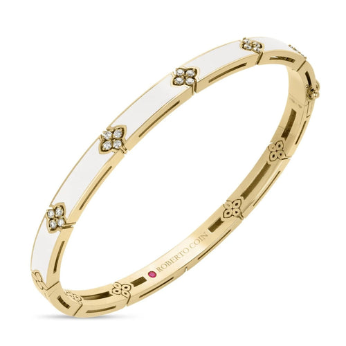 Love in Verona Collection White Enamel and Diamond Bangle