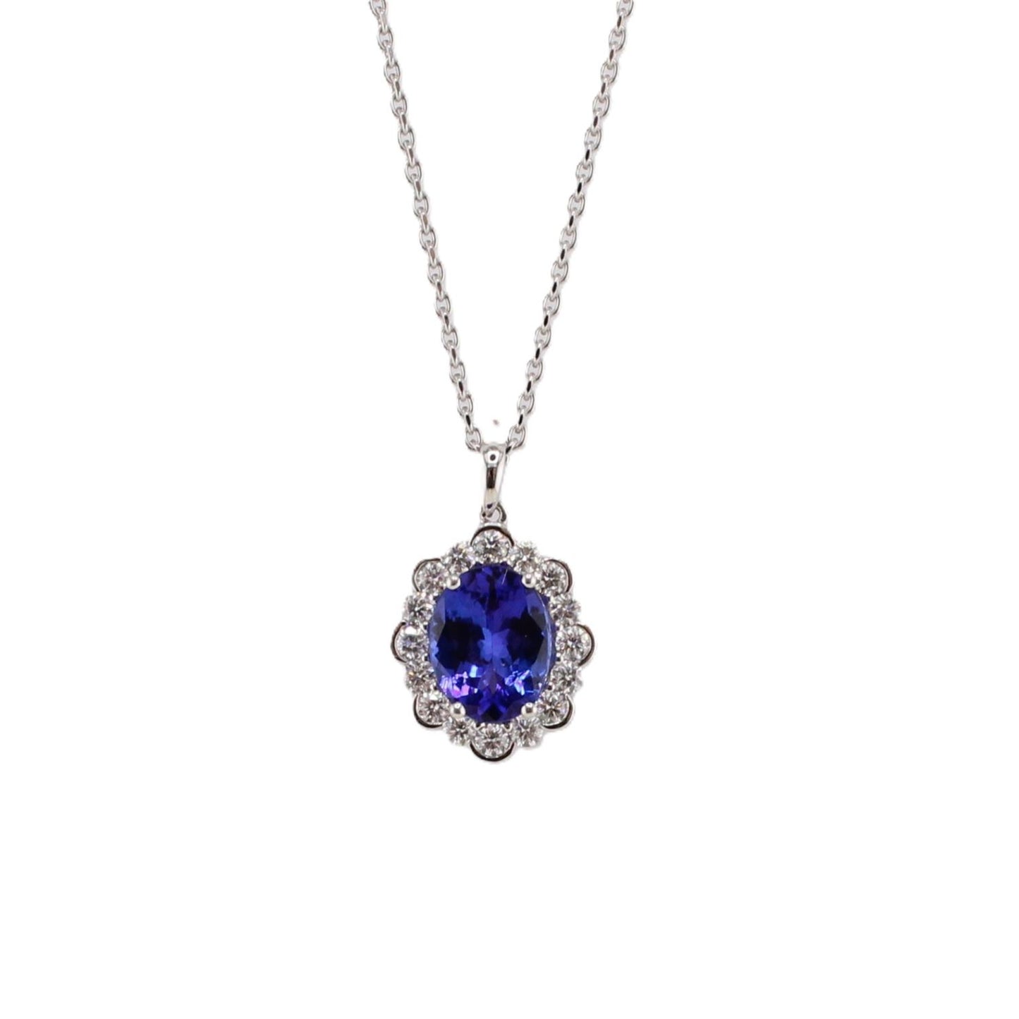 Tanzanite and Diamond Halo Pendant