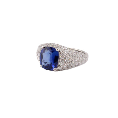Certified Sri Lanka Origin Cornflower Blue Sapphire & Diamond Ring