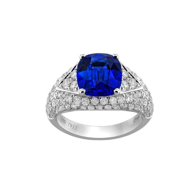 Certified Sri Lanka Origin Cornflower Blue Sapphire & Diamond Ring