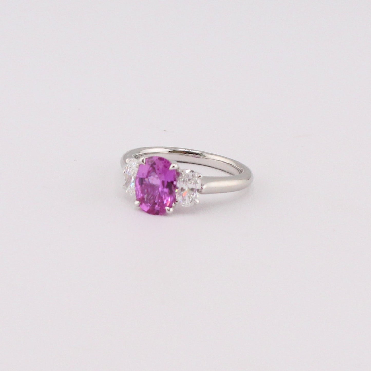 Pink Sapphire & Diamond Three-Stone Ring