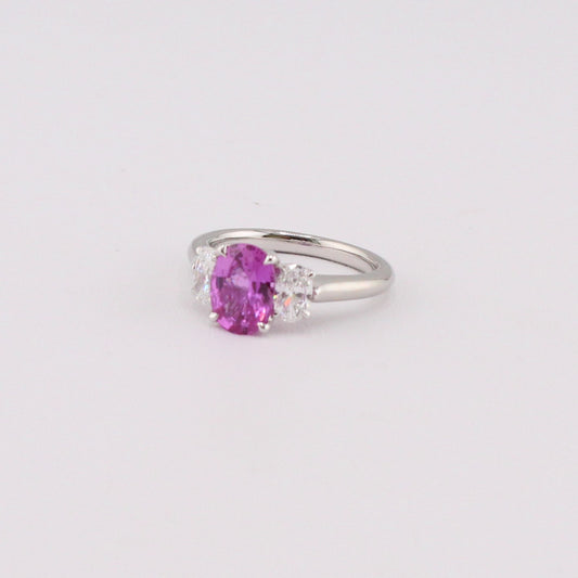 Pink Sapphire & Diamond Three-Stone Ring