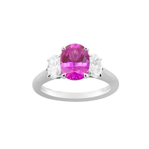 Pink Sapphire & Diamond Three-Stone Ring