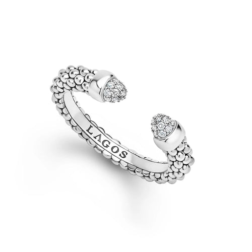 Signature Caviar Diamond Mini Versa Stacking Ring
