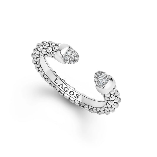Signature Caviar Diamond Mini Versa Stacking Ring