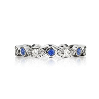 BLue Sapphire and Diamond Band
