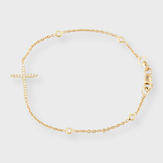 Sliver Diamond Cross Bracelet