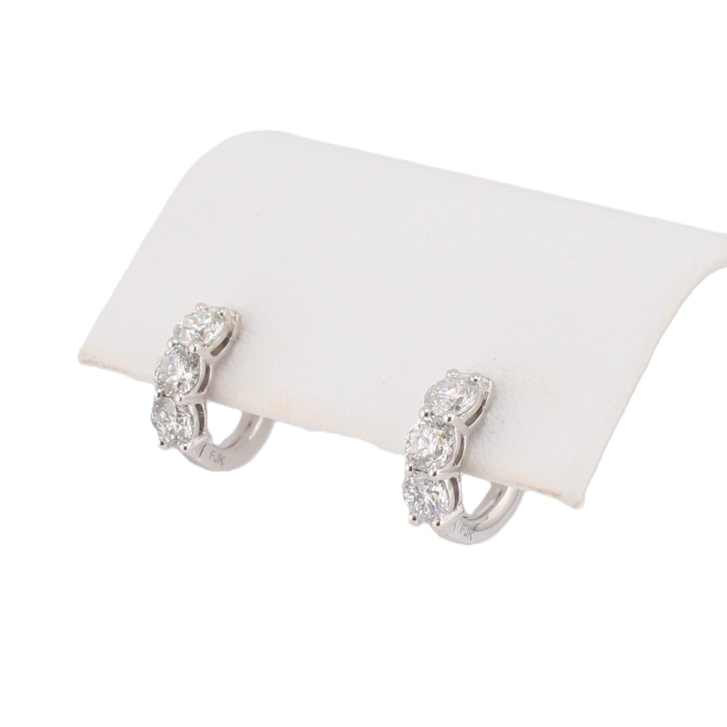 Three-Diamond Huggie Hoop Earrings