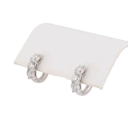 Three-Diamond Huggie Hoop Earrings