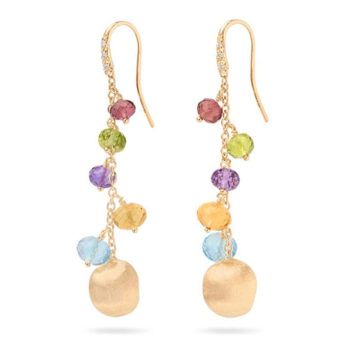 Gemstone Drop Earrings with Diamond Clip