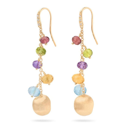 Gemstone Drop Earrings with Diamond Clip