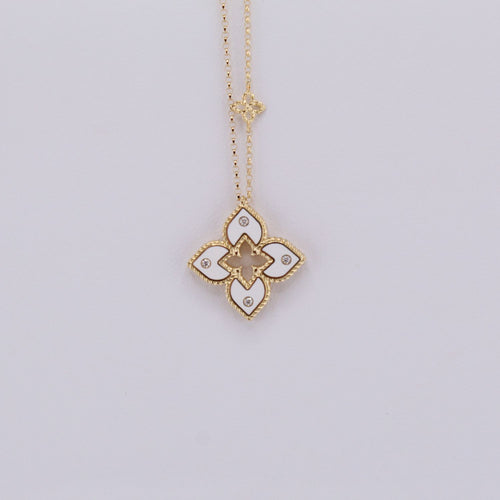 Venetian Princess Diamond & White Enamel Necklace