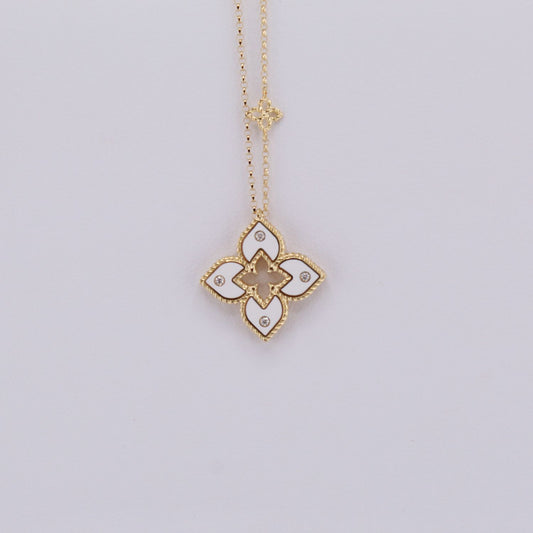Venetian Princess Diamond & White Enamel Necklace