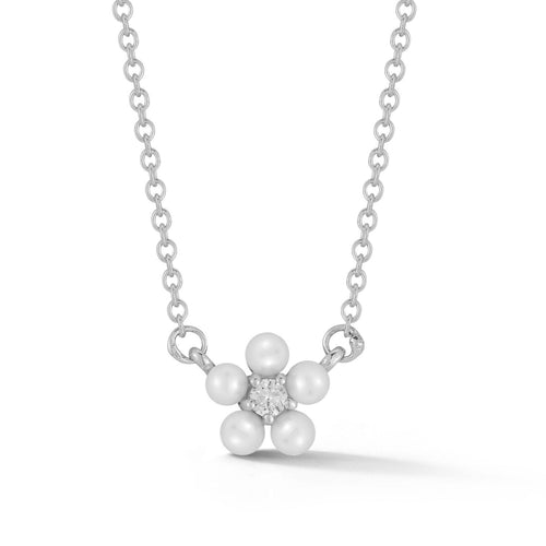 Willa Pearl & Diamond Flower Pendant